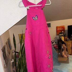 Women’s Hot Pink Overalls Dress Sz Medium